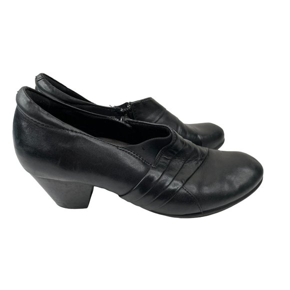 Earth Women's Glory Black Leather Heeled Bootie Size 10 - Picture 1 of 6